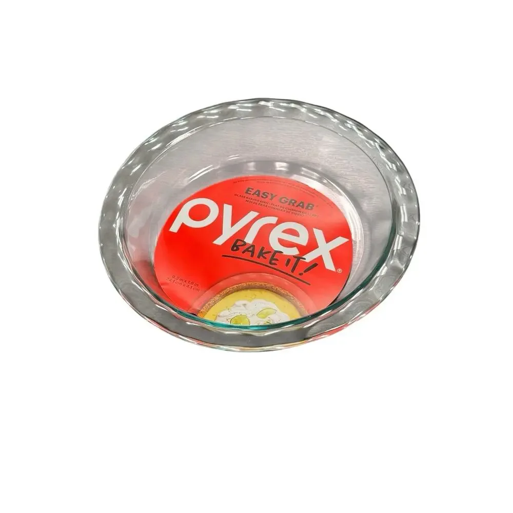 PYREX BAKE IT! Easy Grab Pie GLASS Baking Dish 1085800 Fluted Edge 9.5